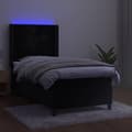Miniatyrbillede 3 af 8: vidaXL kontinentalseng med LED-lys 100x200 cm fløjl sort