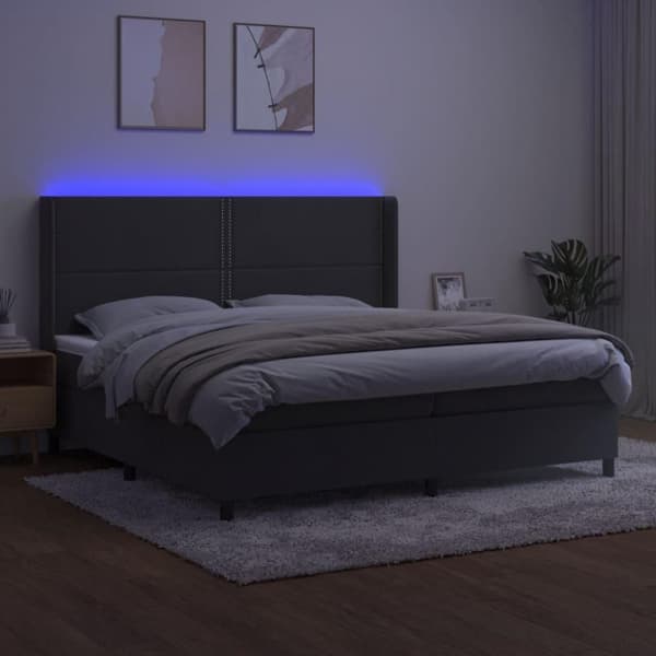 vidaXL kontinentalseng med LED-lys 200x200 cm fløjl mørkegrå