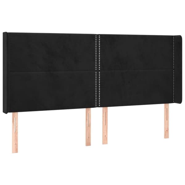vidaXL kontinentalseng med LED-lys 200x200 cm fløjl sort