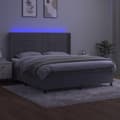 Miniatyrbillede 3 af 8: vidaXL kontinentalseng med LED-lys 160x200 cm fløjl lysegrå
