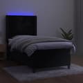 Miniatyrbillede 3 af 8: vidaXL kontinentalseng med LED-lys 100x200 cm fløjl sort