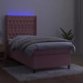 Miniatyrbillede 3 af 8: vidaXL kontinentalseng med LED-lys 100x200 cm fløjl lyserød
