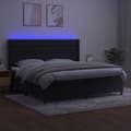 Miniatyrbillede 3 af 8: vidaXL kontinentalseng med LED-lys 200x200 cm fløjl sort