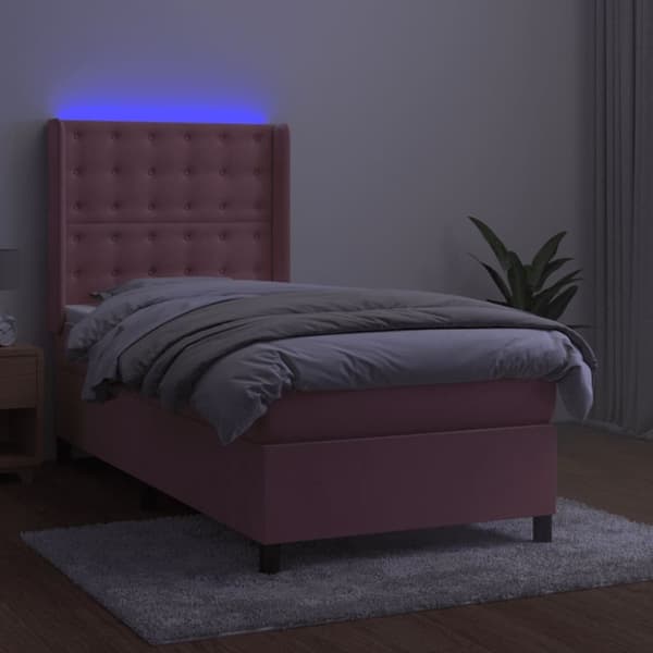 vidaXL kontinentalseng med LED-lys 80x200 cm velour pink