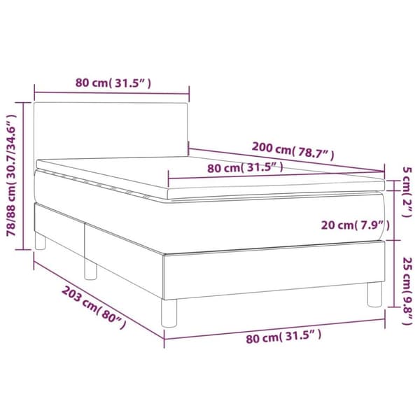 vidaXL kontinentalseng med madras 80x200 cm stof sort
