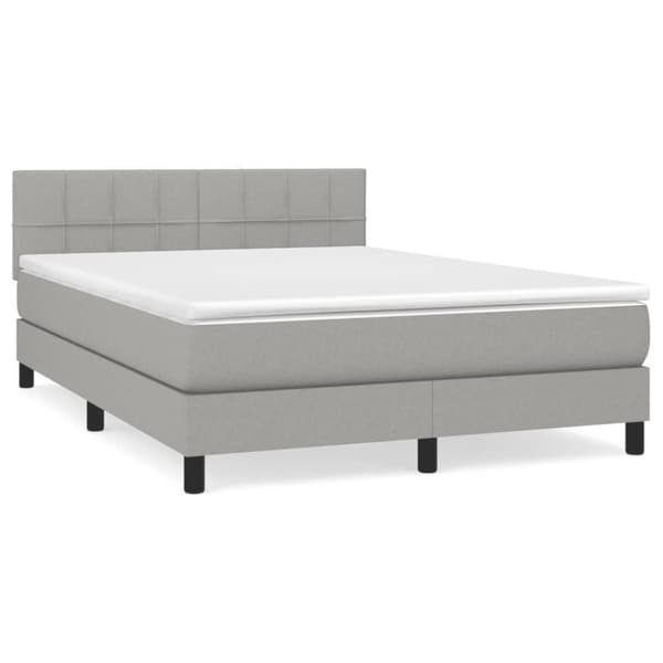 vidaXL kontinentalseng med madras 140x190 cm stof lysegrå