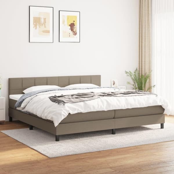 vidaXL kontinentalseng med madras 200x200 cm stof gråbrun