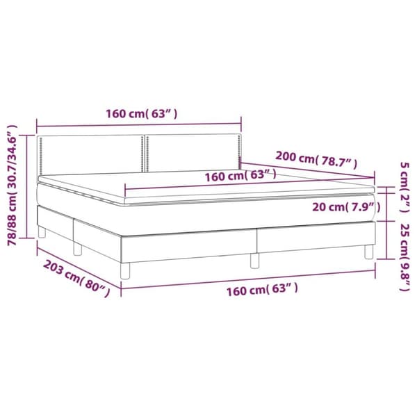 vidaXL kontinentalseng med madras 160x200 cm stof cremefarvet
