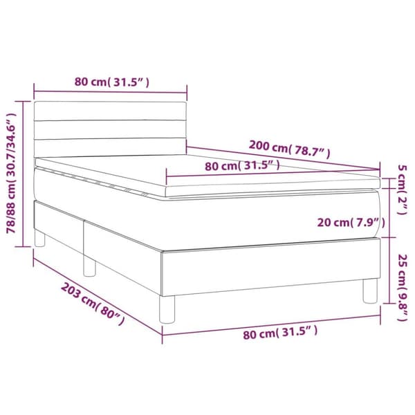 vidaXL kontinentalseng med madras 80x200 cm stof cremefarvet