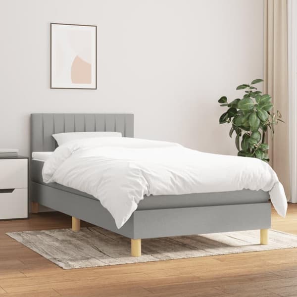 vidaXL kontinentalseng med madras 100x200 cm stof lysegrå