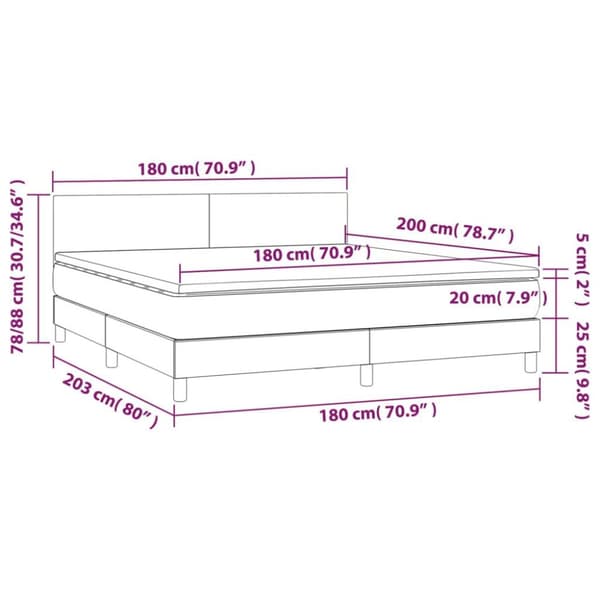 vidaXL kontinentalseng med madras 180x200 cm kunstlæder grå