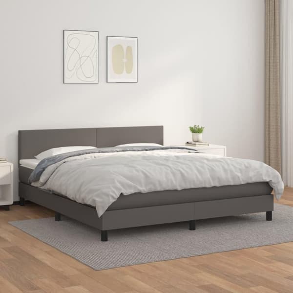 vidaXL kontinentalseng med madras 180x200 cm kunstlæder grå