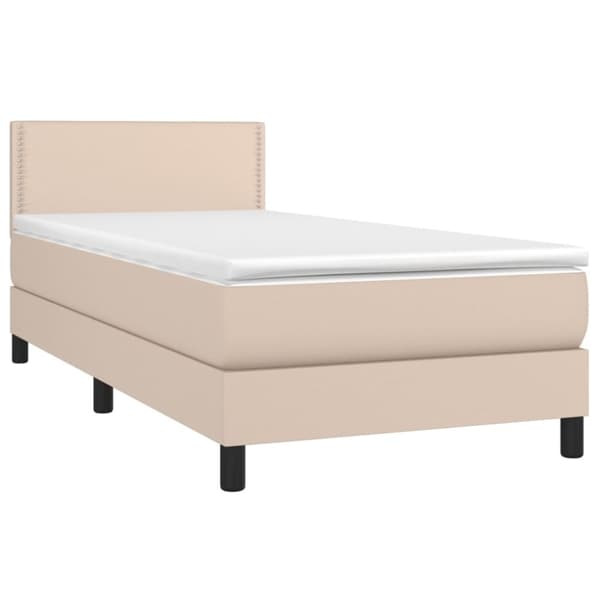 vidaXL kontinentalseng 90x190 cm kunstlæder cappuccinofarvet