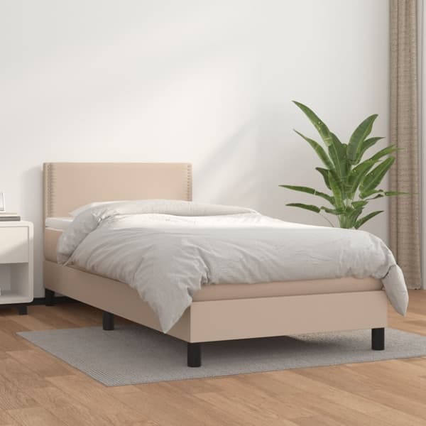 vidaXL kontinentalseng 100x200 cm kunstlæder cappuccinofarvet