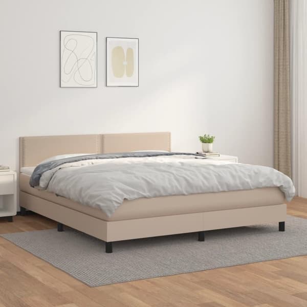 vidaXL kontinentalseng 180x200 cm kunstlæder cappuccinofarvet