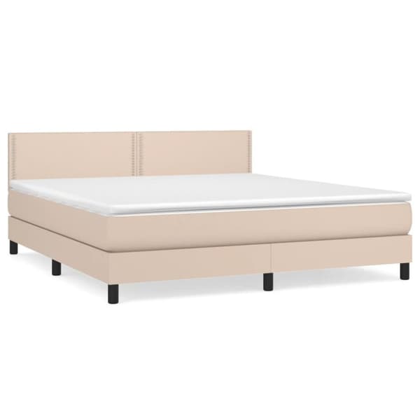 vidaXL kontinentalseng 180x200 cm kunstlæder cappuccinofarvet