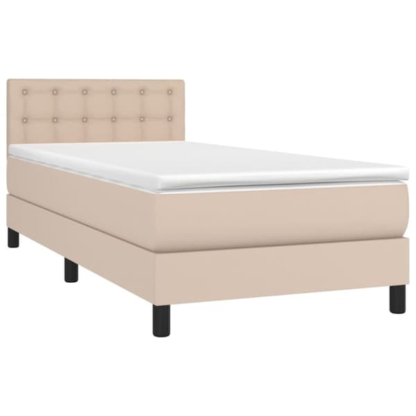 vidaXL kontinentalseng 90x190 cm kunstlæder cappuccinofarvet