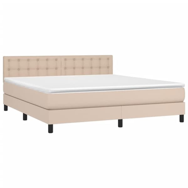 vidaXL kontinentalseng 180x200 cm kunstlæder cappuccinofarvet