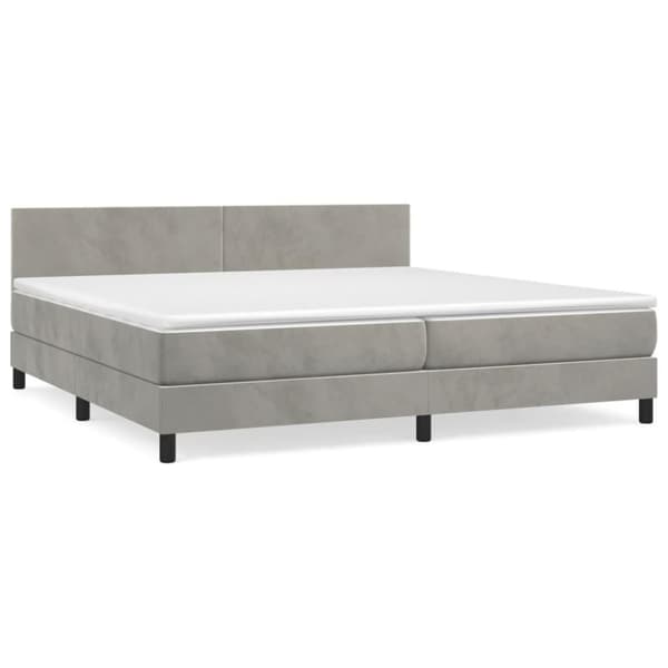 vidaXL kontinentalseng med madras 200x200 cm fløjl lysegrå