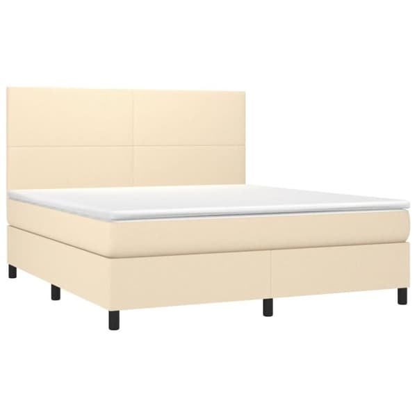 vidaXL kontinentalseng med madras 160x200 cm stof cremefarvet