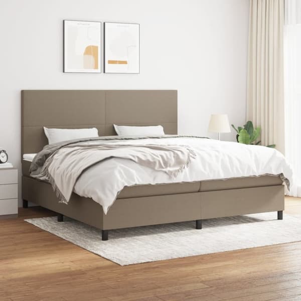 vidaXL kontinentalseng med madras 200x200 cm stof gråbrun