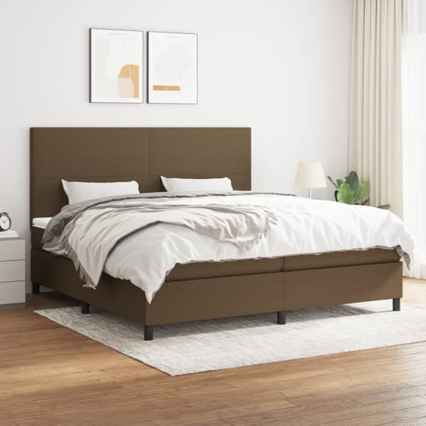vidaXL kontinentalseng med madras 200x200 cm stof mørkebrun