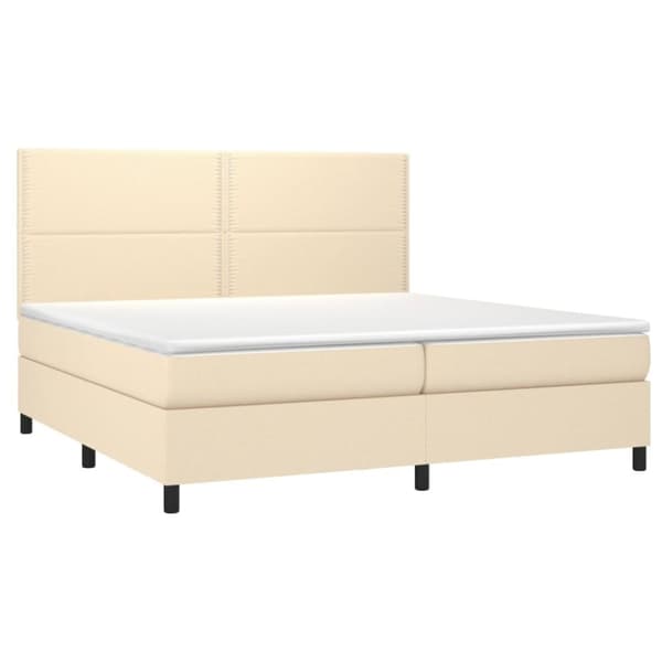 vidaXL kontinentalseng med madras 200x200 cm stof cremefarvet