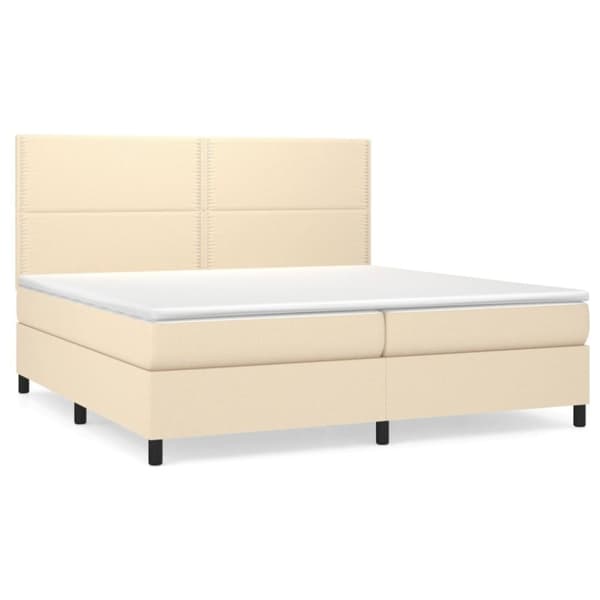 vidaXL kontinentalseng med madras 200x200 cm stof cremefarvet