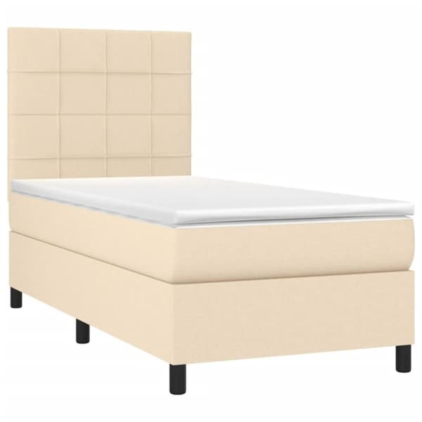 vidaXL kontinentalseng med madras 100x200 cm stof cremefarvet