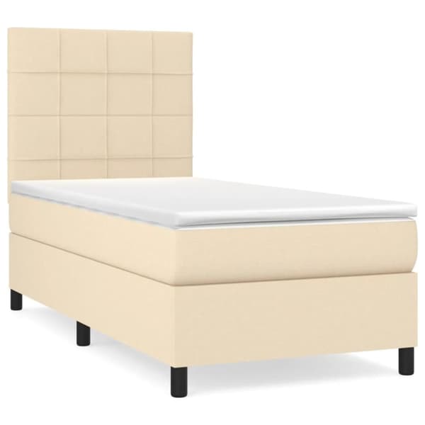 vidaXL kontinentalseng med madras 100x200 cm stof cremefarvet