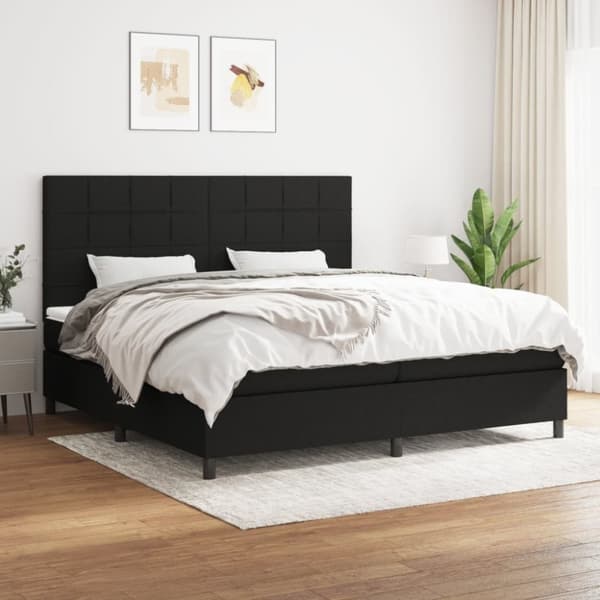vidaXL kontinentalseng med madras 200x200 cm stof sort