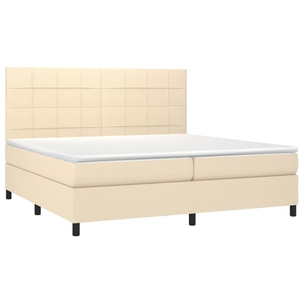 vidaXL kontinentalseng med madras 200x200 cm stof cremefarvet