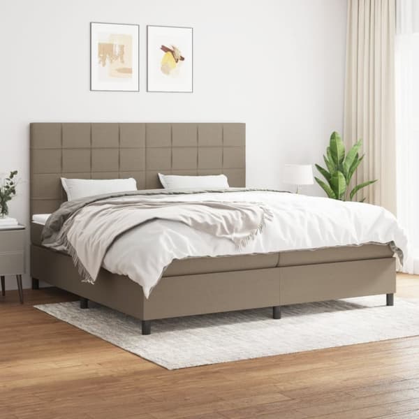 vidaXL kontinentalseng med madras 200x200 cm stof gråbrun