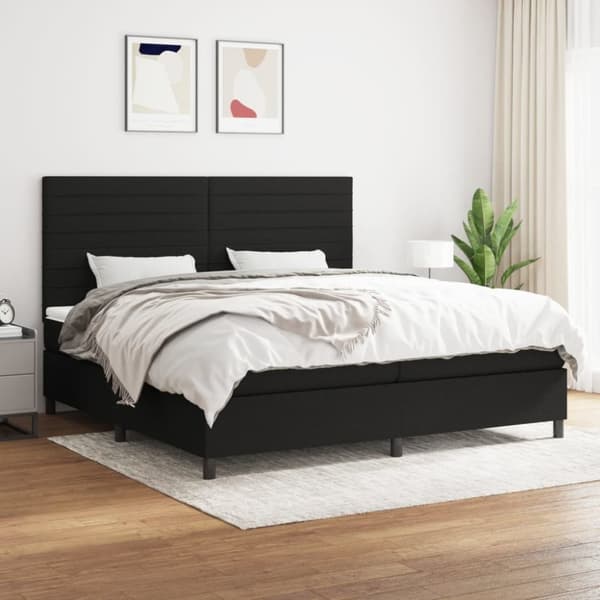 vidaXL kontinentalseng med madras 200x200 cm stof sort