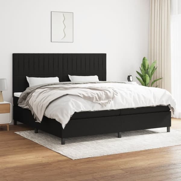 vidaXL kontinentalseng med madras 200x200 cm stof sort