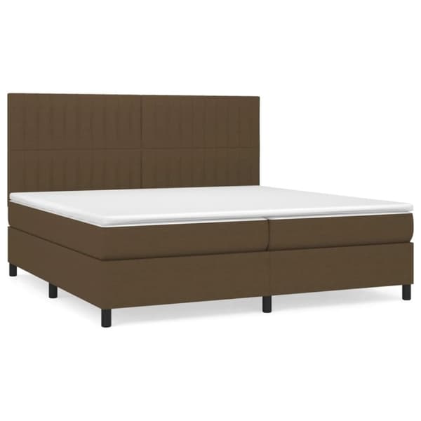 vidaXL kontinentalseng med madras 200x200 cm stof mørkebrun