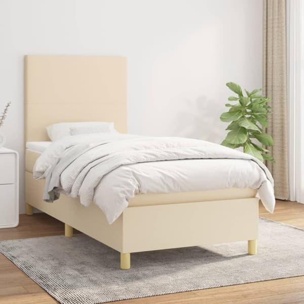 vidaXL kontinentalseng med madras 80x200 cm stof cremefarvet