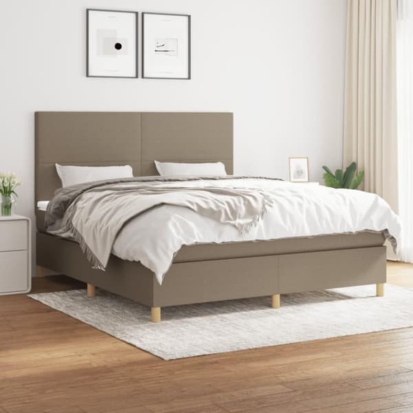 vidaXL kontinentalseng med madras 160x200 cm stof gråbrun