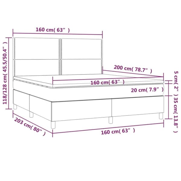 vidaXL kontinentalseng med madras 160x200 cm stof cremefarvet