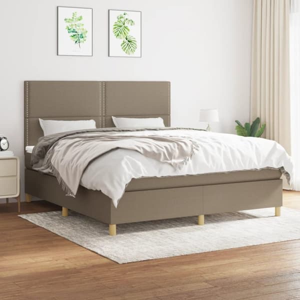 vidaXL kontinentalseng med madras 180x200 cm stof gråbrun