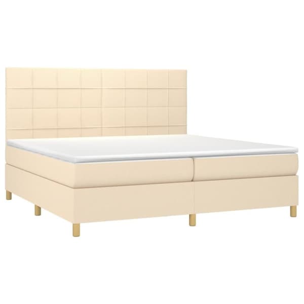 vidaXL kontinentalseng med madras 200x200 cm stof cremefarvet
