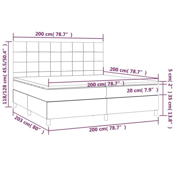 vidaXL kontinentalseng med madras 200x200 cm stof cremefarvet