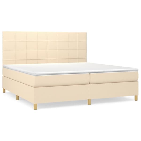 vidaXL kontinentalseng med madras 200x200 cm stof cremefarvet