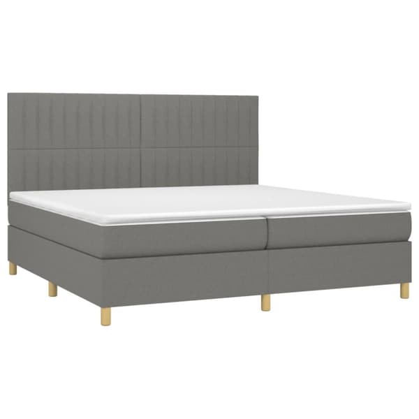 vidaXL kontinentalseng med madras 200x200 cm stof mørkegrå