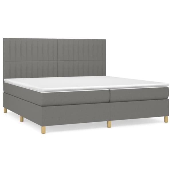 vidaXL kontinentalseng med madras 200x200 cm stof mørkegrå