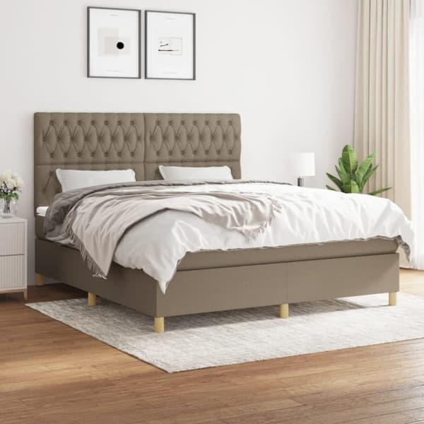vidaXL kontinentalseng med madras 180x200 cm stof gråbrun