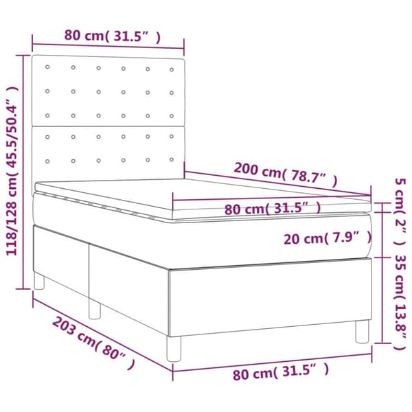 vidaXL kontinentalseng med madras 80x200 cm stof sort