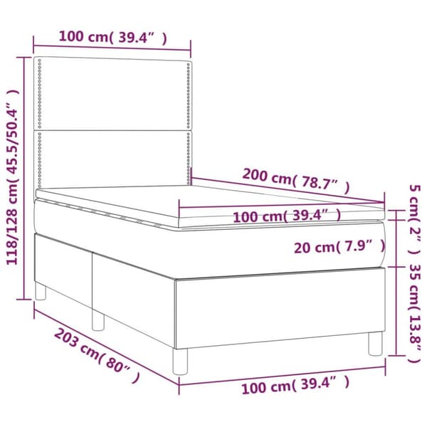 vidaXL kontinentalseng med madras 100x200 cm fløjl sort