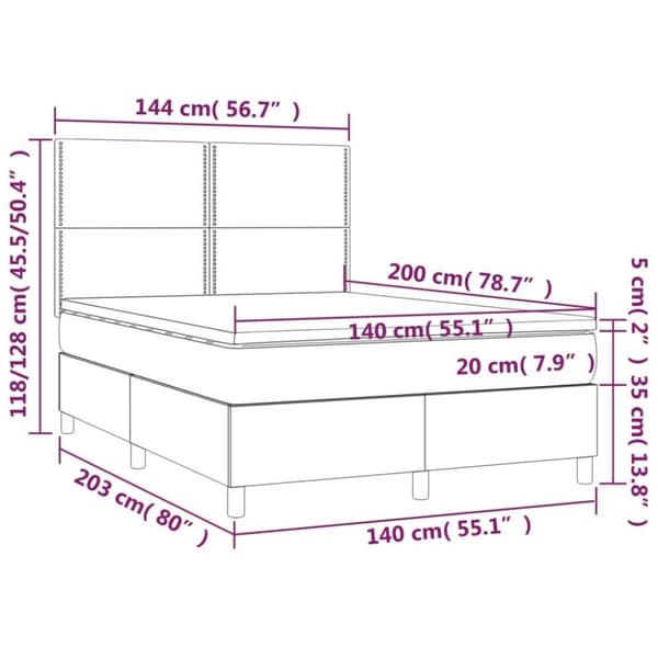 vidaXL kontinentalseng med madras 140x200 cm fløjl lysegrå
