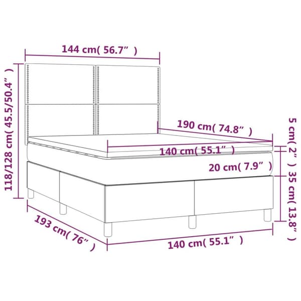 vidaXL kontinentalseng med madras 140x190 cm fløjl mørkegrøn